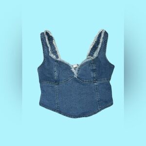 Tinseltown Blue Denim Crop Top